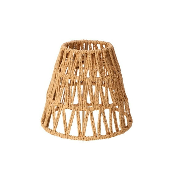 BlinkLLX 1 Pcs Clip-on Lamp Shade Small Rattan Bell Shade Boho Handwoven Barrel Rattan Chandelier Shades Replacement for Table Floor Lamp Pendant Light Fixtures, 5.5" H x 5.9" D, 2.76" Fitter