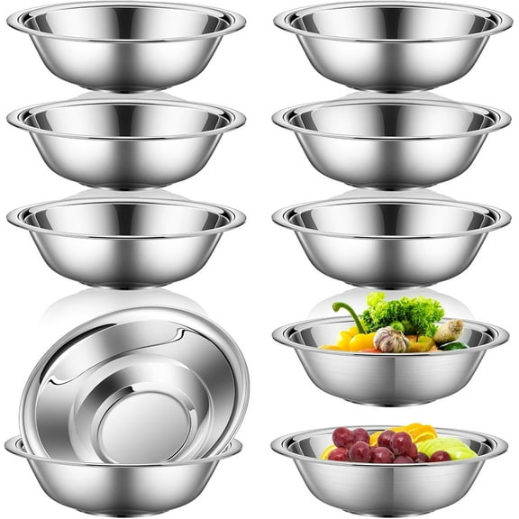 BlinkLLX 10 Pack Stainless Steel Mixing Bowls, 6.3 Inch Nesting Stainless Steel Prep Bowls Set with Flat Base for Kitchen, 3/4 Quart Meal Cooking Serving Baking