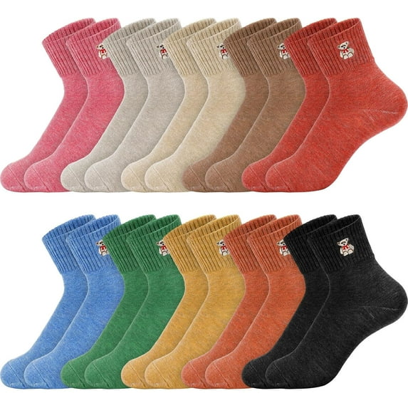 BlinkLLX 10 Pairs Socks Womens Crew Elastic Ankle Length Cotton Socks Aesthetic Cute Lightweight Low Cut Gifts for Women