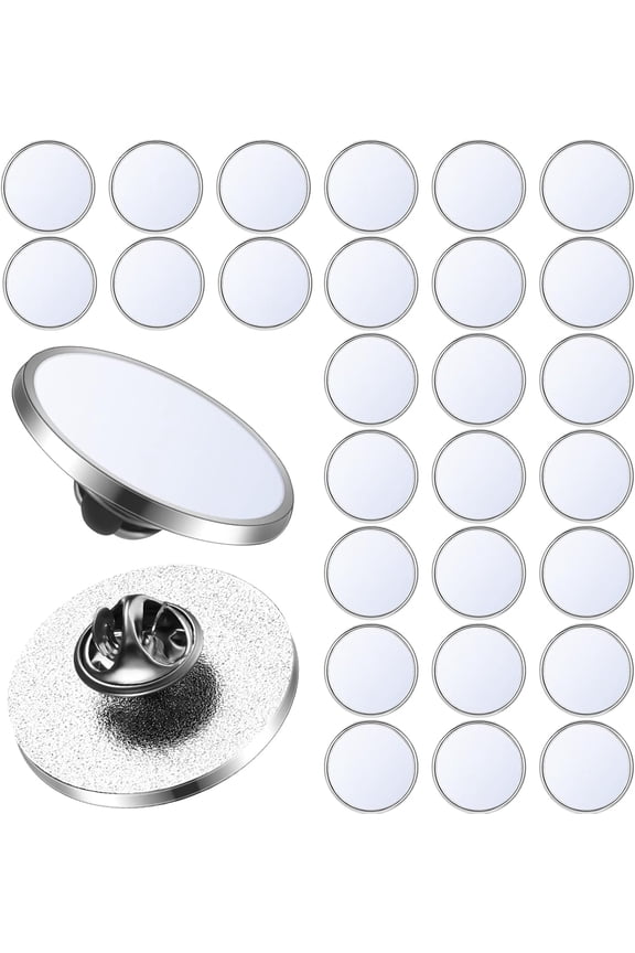 10 Pcs Sublimation Blank Pins 0.98'' DIY Button Badge Kit Sublimation Silver Blank Aluminum Sheet with Butterfly Pin Backs for DIY Craft Jewelry Lapel Making School Supplies Gift