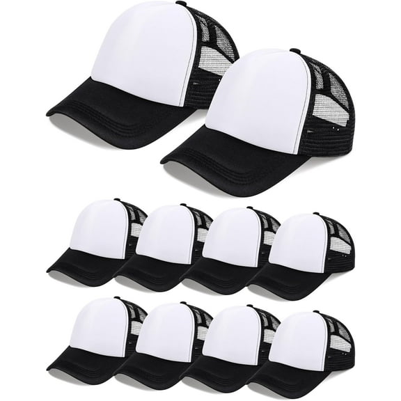 BlinkLLX 10 Pcs Sublimation Blank Trucker Hats Bulk Mesh Baseball Cap Polyester Mesh Trucker Hat for Men and Women