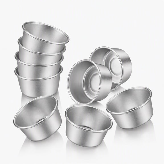 BlinkLLX 10 Pcs Round Nonstick Carbon Steel Mini Flan Egg Tart Pudding Molds