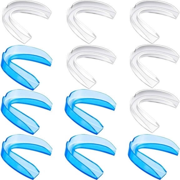 BlinkLLX 10 Pieces Sports Mouth Guard Boxing Mouth Protection Athletic Mouthpiece for Football Basketball Hockey Karate Rugby Match(Transparent Color, Blue,Adult (13 yrs & Above))