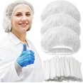 thumbnail image 1 of BlinkLLX 100 Pcs Disposable Bouffant Caps 21" Hairnets Non Woven Bulk Elastic Dust Caps for Food Service, Cooking, Kitchen, 1 of 7