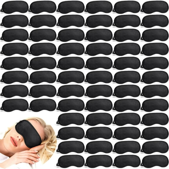 BlinkLLX 100 Pcs Eye Mask Sleeping Blindfold Eye Cover with Adjustable Strap for Games Party Team Building Travel Individually Wrapped Sleep Mask for Women Men(Black)