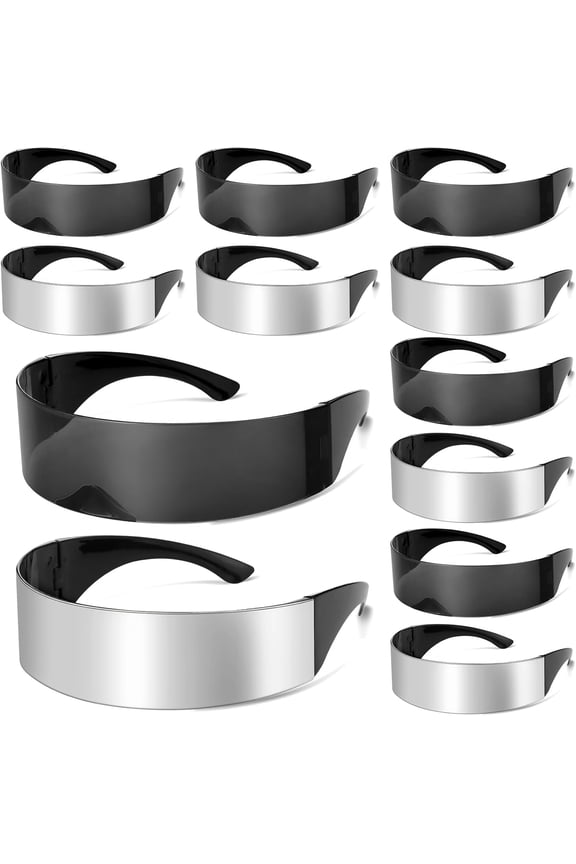 12 Pairs 80s Futuristic Narrow Cyber Visor Sunglasses Futuristic Shield Sunglasses Glasses Accessories for Costume Cosplay