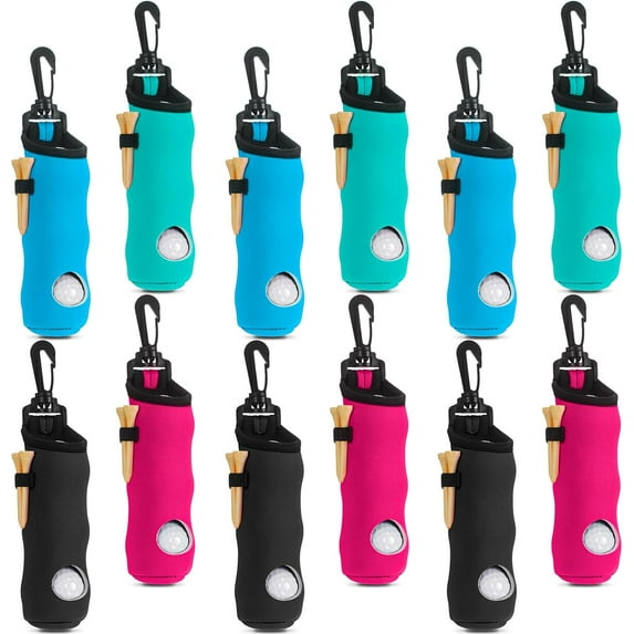 BlinkLLX 12 Pcs Golf Ball Tee Holder Neoprene Pouch Golf Ball Carry Bag Multicolor Portable Accessories for Man Woman