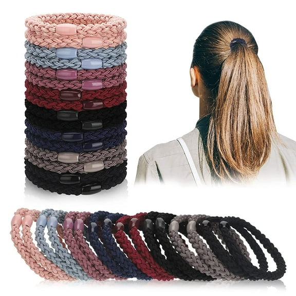BlinkLLX 12 Pieces Cotton Hair Ties Braided Elastic Hair Bands Ropes Braided Ponytail Holders Accessories for Women(Rich Colors)