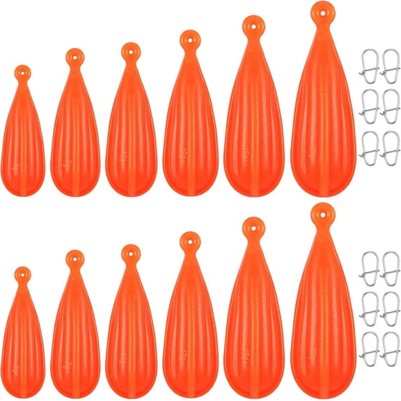 BlinkLLX 12 Pieces Fishing Practice Plug Soft PVC Bait Casting Plug 6 Mixed Sizes Weight Over 14 Years Fishing Lures for Improving Casting Skills, 1/5, 1/4, 3/8, 2/5, 1/3, and 3/4 oz