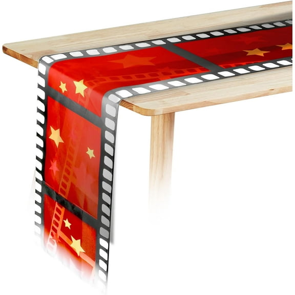 BlinkLLX 12 x 72 Inch Movie Night Table Runner Movie Theme Party Decorations Supplies Film Strip Table Runner Film Reel Tablecloth Decor for Kitchen Party(Fresh Style,1 Pcs)