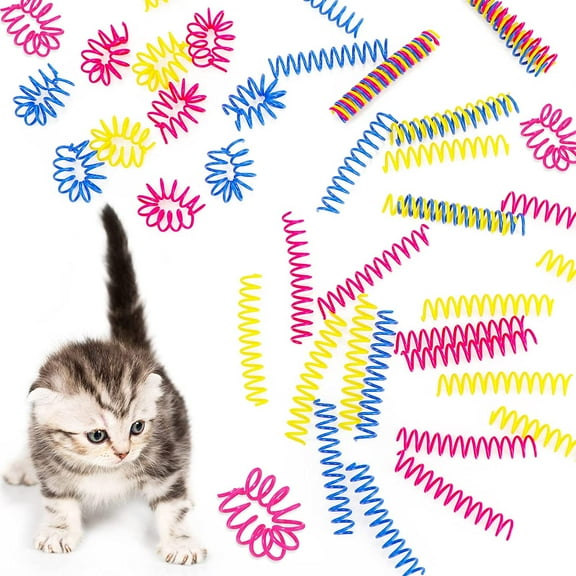BlinkLLX 16 Pcs 3 Inch Cat Spring Toys, Plastic Coil Spiral Springs Kitten Interactive Colorful Cat Toys for Indoor Swatting Biting Chasing, Active Healthy Fitness Play