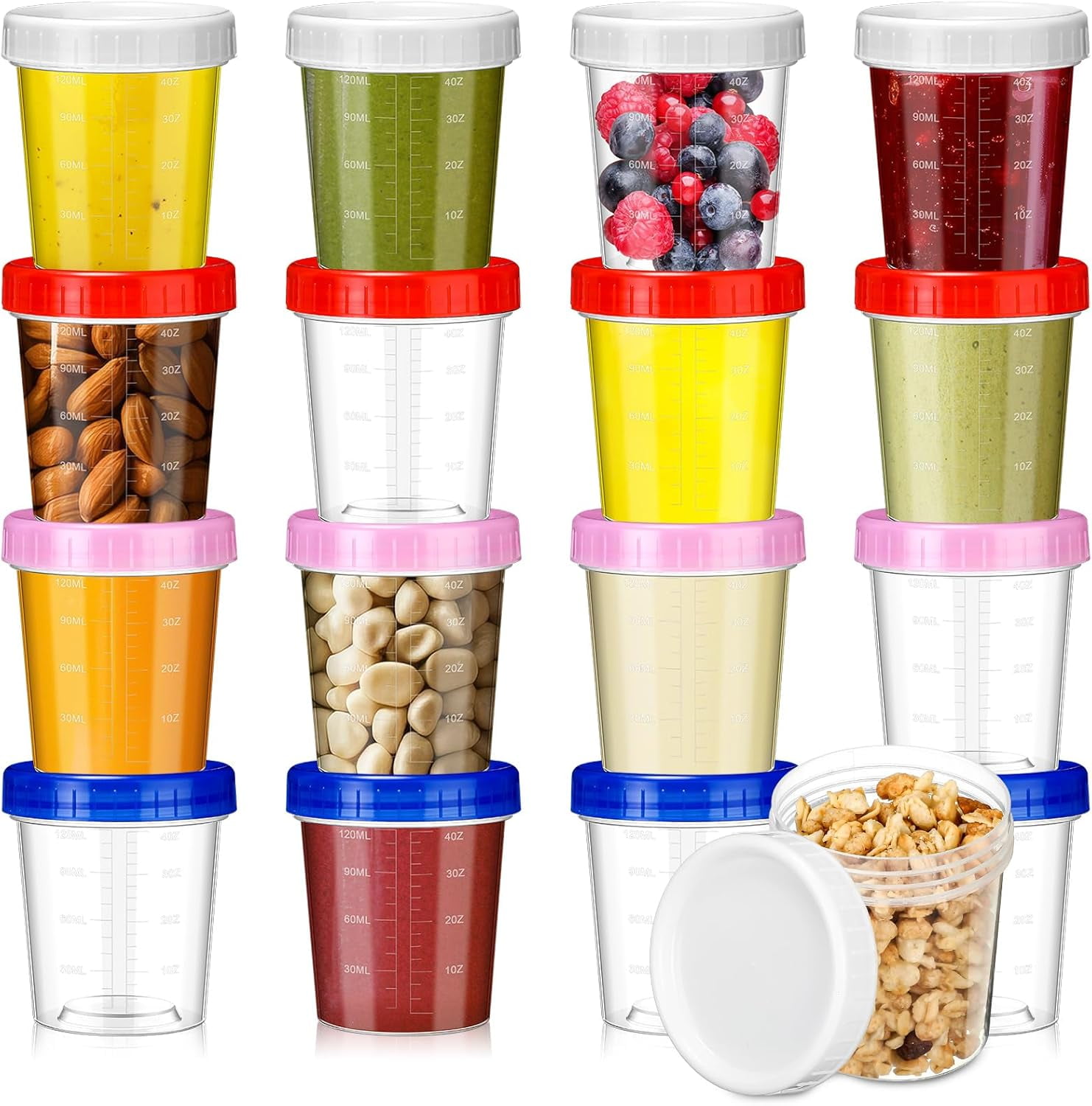 BlinkLLX 16 Pcs 4 oz Food Containers with Screw Lids Food Storage Jars ...