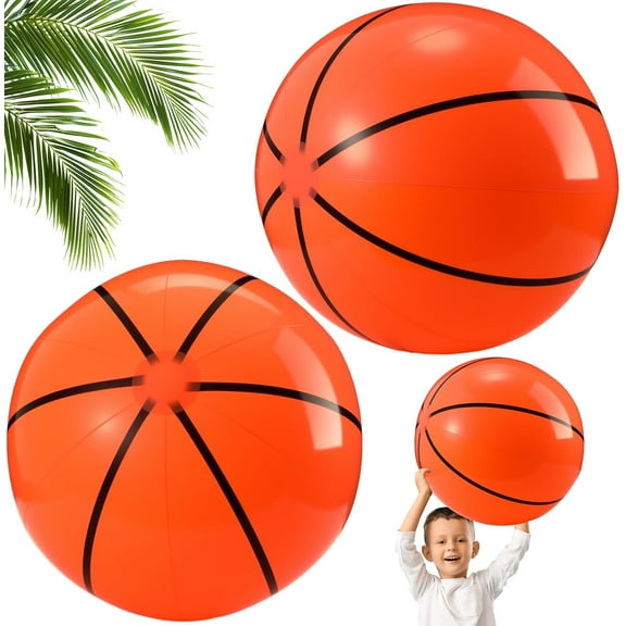 BlinkLLX 2 Pack 20 Inch Inflatable Basketball, Large Basketball Beach Ball for Pool, Bouncing Sports Ball for Summer Beach Game Birthday Party Decorations