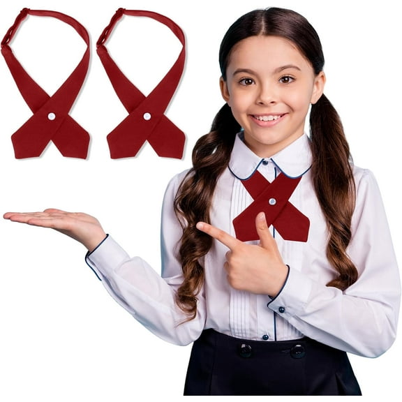 BlinkLLX 2 Pack French Girls Uniform Tie Cross Adjustable Neck Tie for Girls School Women