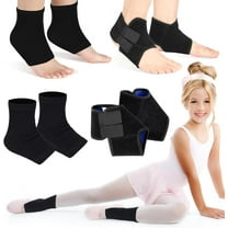 BlinkLLX 2 Pairs Kids Ankle Brace Set Foot Support Stabilizer Wraps Protector Guard Knitted Ankle Sleeve Sock Support Compression Socks for Injury Prevention(Black,Large)