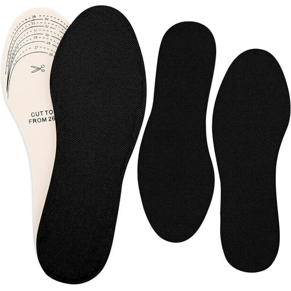 BlinkLLX 2 Pairs Kids Insoles Shoe Inserts Children Memory Sponge Insoles Washable Replacement Breathable Latex, Cutting Size Soft Women Toddler Shoe Filler for Spring Summer(Black)