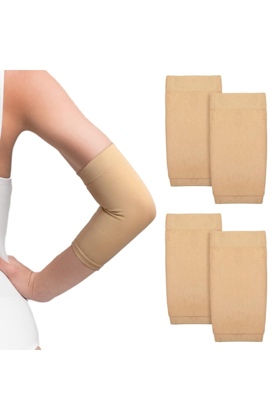 2 Pairs Tattoo Cover up Sleeve Forearm Arm Sleeves for Women Men Compression Tattoo Upper Arm Cover(Nude)