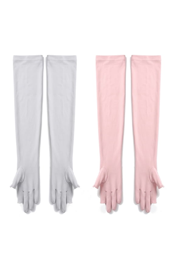 2 Pairs UV Long Sun Gloves Women's Sunblock Driving Gloves Non Slip Full Finger Arm Sun Protective for Outdoor Sports