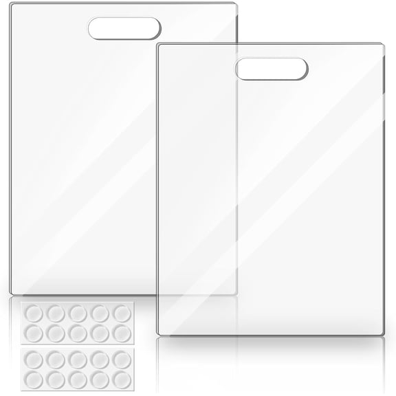 BlinkLLX 2 Pcs Acrylic Cutting Boards 11 x 14 Inch Clear Cutting Plates for Kitchen Counter Non Slip Chopping Boards with Handle and Anti Slip Silicone Feet for Kitchen Countertop Protection
