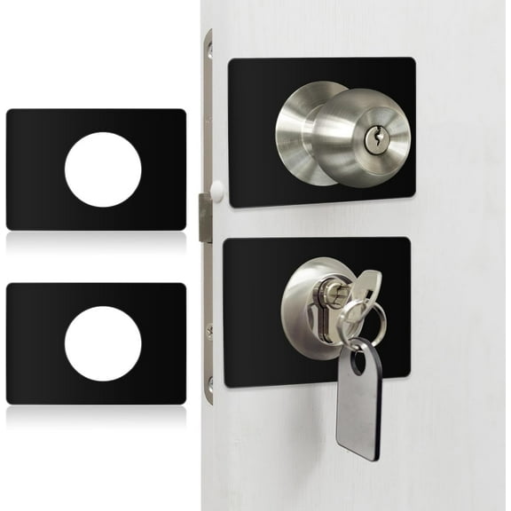 BlinkLLX 2 Pcs Door Reinforcement Plate Stainless Steel Door Lock Repair Plate Bracket with 4 Pcs Adhesive Tapes Prevent Lock Loose or Wobbly(Black)