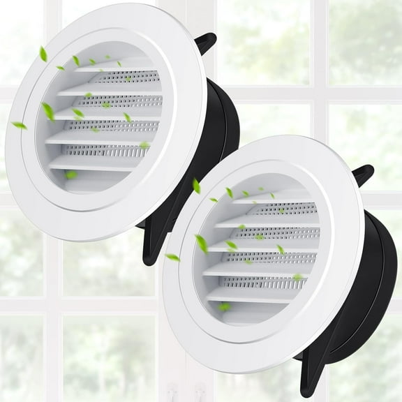 BlinkLLX 2 Pcs Soffit Vents 4 Inch Soffit ABS Exterior Round Exhaust Vent with Built in Fly Screen Mesh for Home Bathroom Office Kitchen, White