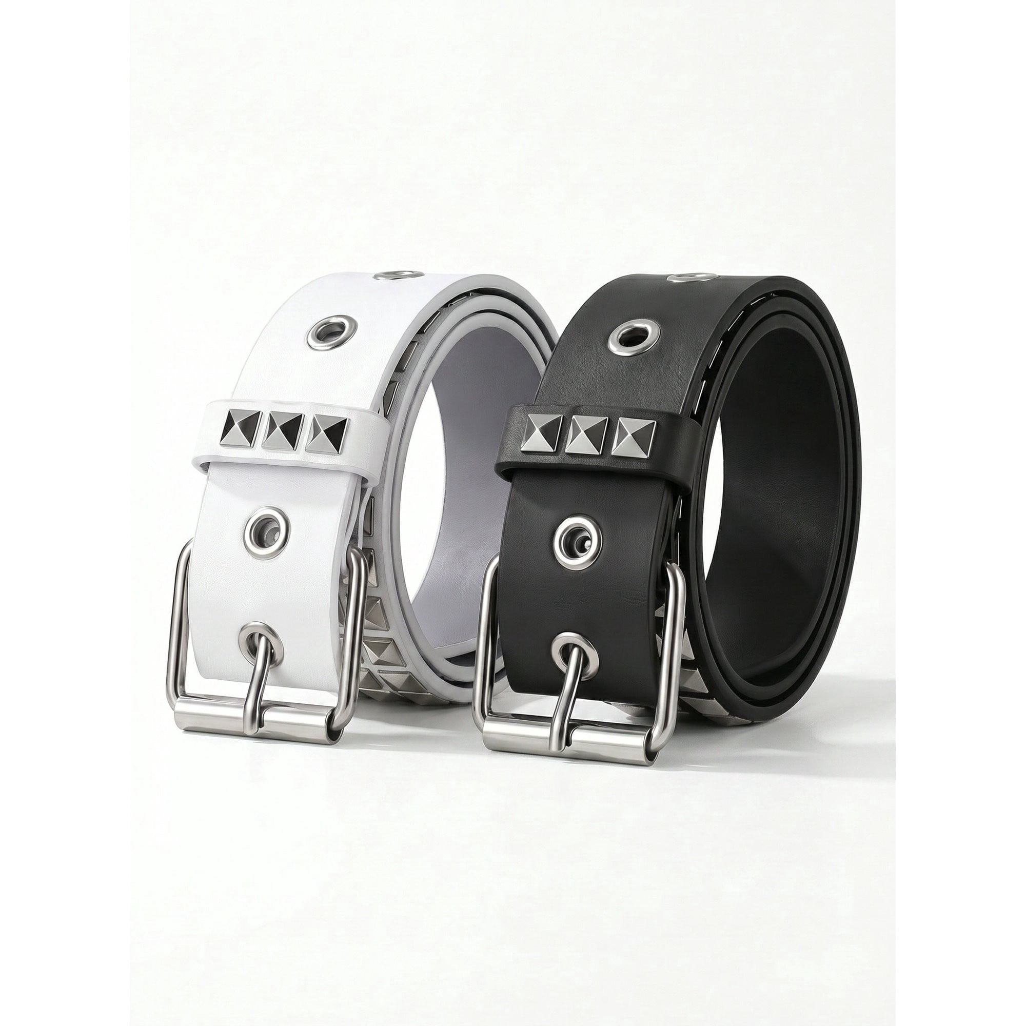 BlinkLLX 2 Pieces Studded Belt Punk Y2K Rock Goth Emo Belt with PU