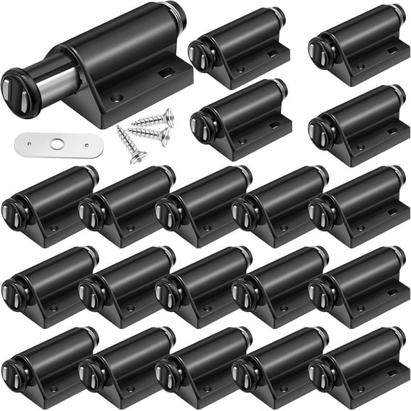 BlinkLLX 20 Pcs Magnetic Push to Open Door Latches Magnetic Touch Latch with Hardware Pop Out Push Latches for Cabinets Drawer Push Catch for Furniture Closet Door Kitchen (Black)