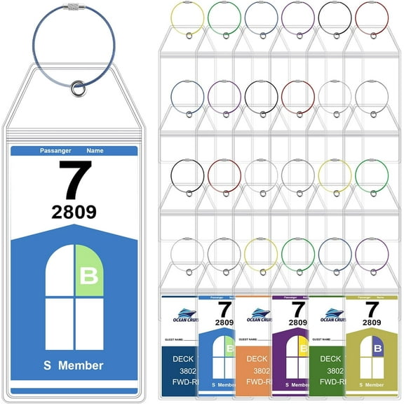 BlinkLLX 24 Pack Cruise Luggage Tags Holder for 2025 Cruise Ship Essentials Waterproof Clear Reusable Luggage Tag Compatible with Princess, Carnival, Royal Caribbean Ship Travel
