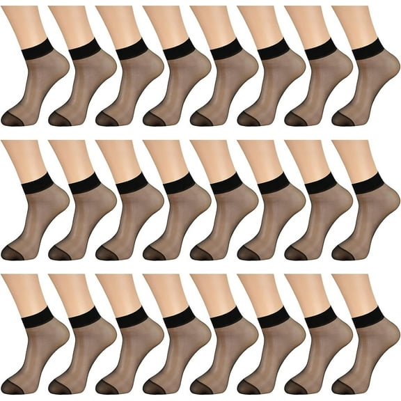 BlinkLLX 24 Pairs Women's Sheer Ankle Socks Thin Nylon Socks for Women Transparent High Hosiery Stockings for Women
