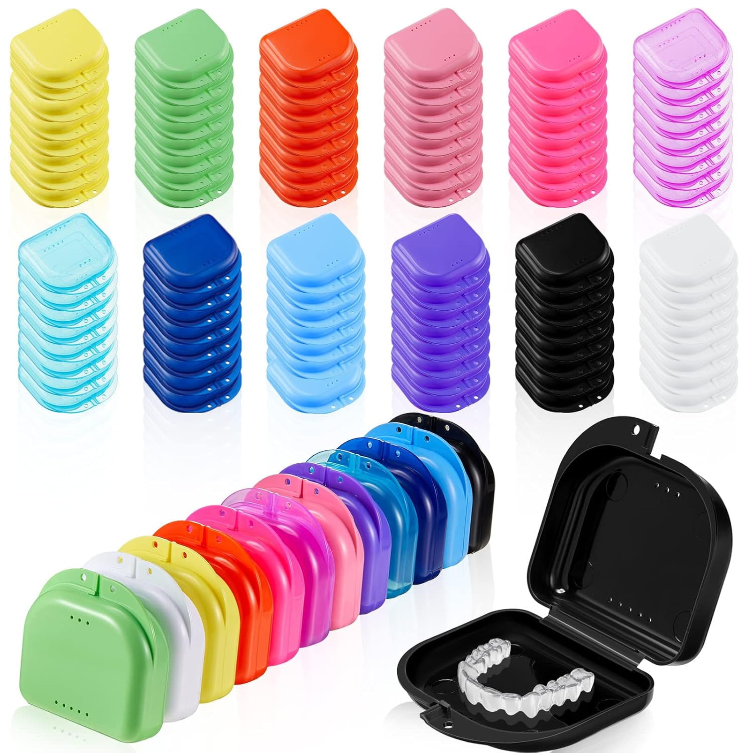 Tooth Cases BlinkLLX 24 Pcs Dental Retainer Case with Holes 12 Colors Denture Case ...