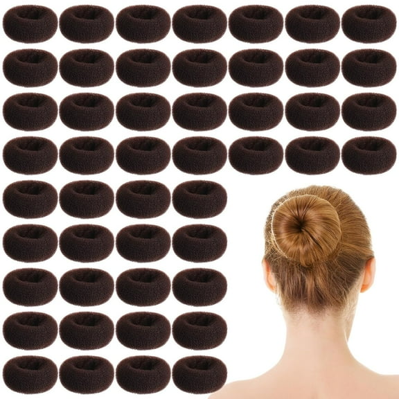 BlinkLLX 24 Pcs Hair Donut Maker, Brown Large Hair Bun Rings for Ballet Style, Bulk Doughnut Shaper for Women and Girls (3 Inch)
