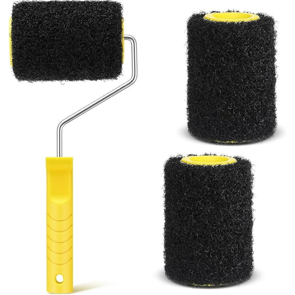 BlinkLLX 3 Pcs 4 Inch Drywall Compound Roller Cover with 1 Pcs Paint Frame, Drywall Texture Brush, Mud Roller for Putty, diatomaceous Earth, molding Paste, Textured coatings
