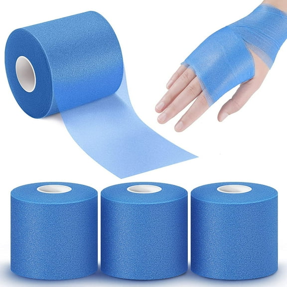 BlinkLLX 3 Piece Athletic Pre Wrap Tape for Hair 90 Yards Foam Underwrap Sports Pre Athletic Tape for Hair Ankle Wrists Knees Sports 2.75 Inch by 30 Yards(Blue)