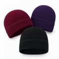 thumbnail image 1 of BlinkLLX 3 Pcs Unisex Winter Fleece Beanie Hat Thick Windproof Outdoor Skull Cap, 1 of 6