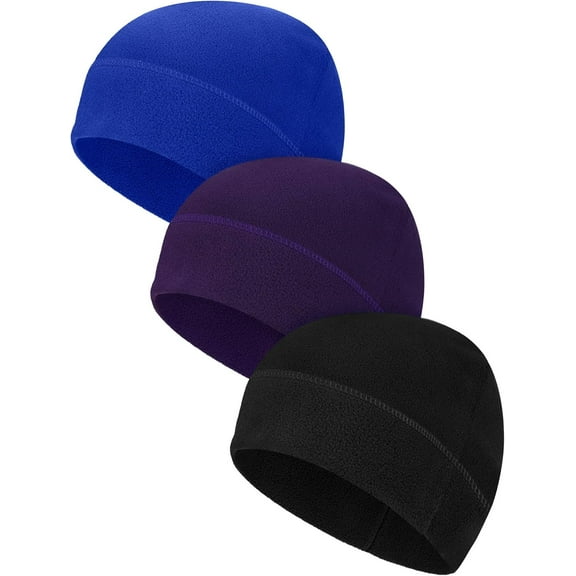 BlinkLLX 3 Pieces Winter Warm Skull Cap Soft Fleece Beanie Hat Thick Windproof Watch Cap Skiing Outdoor Warm Colored for Men Women