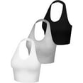 thumbnail image 1 of BlinkLLX 3 Pieces Women Halter Top Backless Scroop Neck Deep V Neck Crop Workout Tops for Women, 1 of 5