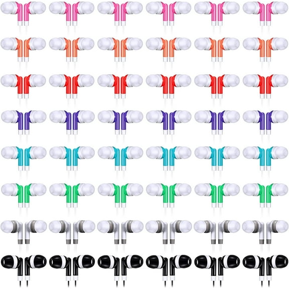 BlinkLLX 32 Packs Bulk Earbuds with Wire Kids Earphones Classroom Wired Headphones for Students Headphones Individually Bagged, 8 Colors Ear Buds Bulk for Classroom School Library(Multicolor)