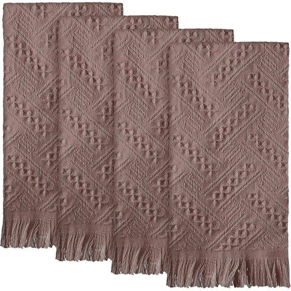 BlinkLLX 4 Pack Bathroom Hand Towel Set Farmhouse Decorative Hand Towels Bathroom 14 x 30 Inch Boho Kitchen Decor Set Absorbent Soft(Brown)