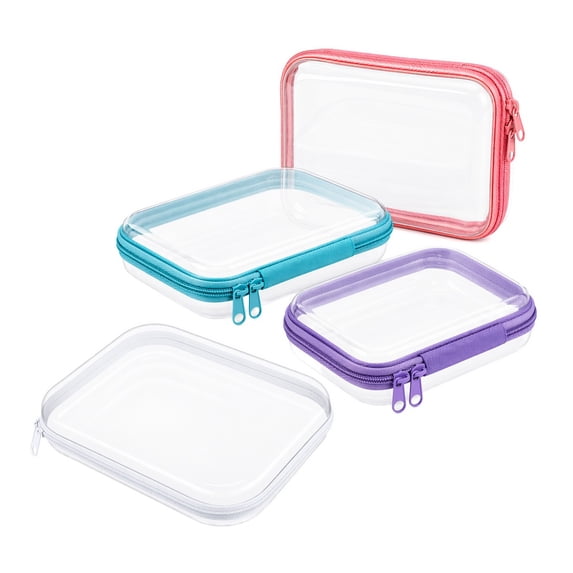 BlinkLLX Hard Clear PVC Cosmetic Cases Makeup Bag with Zipper, Multicolor, 4 Piece