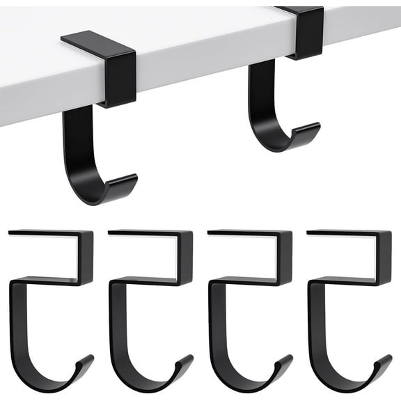 BlinkLLX 4 Pcs Purse Hook for Table Nail Free Handbag Hanger for Desk Heavy Duty Purse Hook for Hanging Bags Umbrellas Keys Cups Headphone(Black)