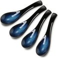 thumbnail image 1 of BlinkLLX 4 Pieces Asian Ceramic Soup Spoons Set Long Handle Chinese Spoons Retro Blue Japanese Ramen Bowl Soup Spoon Suitable for Gravy, Cake, Oatmeal, Dumplings, 1 of 6