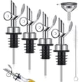 thumbnail image 1 of BlinkLLX 4 Pieces Weighted Stainless Steel Pourers Olive Oil Spout Olive Oil Dispenser Spout Automatic Opening and Closing with Funnel and Brush for Pouring Wine Syrup Kitchen(Silver), 1 of 13