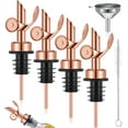 thumbnail image 1 of BlinkLLX 4 Pieces Weighted Stainless Steel Pourers Olive Oil Spout Olive Oil Dispenser Spout Automatic Opening and Closing with Funnel and Brush for Pouring Wine Syrup Kitchen(Rose Gold), 1 of 7