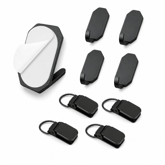 BlinkLLX 4 Set Black Self Adhesive Metal Tapestry Wall Hanging Clips for Rugs