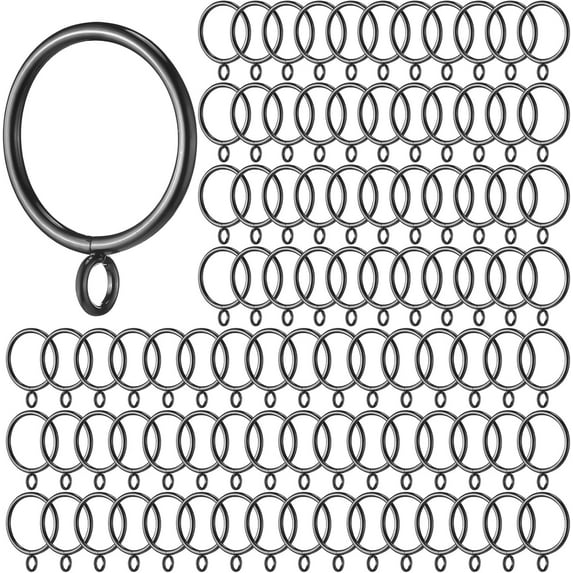 BlinkLLX 40 Pcs Metal Curtain Rings with Eyelet 1.5-inch Inner Diameter Eyelet Curtain Rings for Drapery Clips Hooks for Sliding Window Bathroom Door Shower Rod (Black)