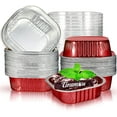 thumbnail image 1 of BlinkLLX 40 Sets Square Aluminum Foil Cake Pan 130 ml/ 4.4 Ounces Mini Disposable Dessert Cupcake Cup Pan with Lids Flan Baking Cups for Wedding Birthday Party(Red), 1 of 12