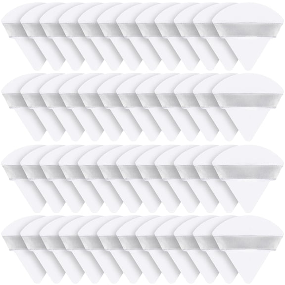 BlinkLLX 48 Pcs Velour Triangle Powder Puff Soft Velour Makeup Puff for Face Powder Makeup Triangle Sponges for Wet and Dry Cosmetic Foundation Loose Mineral Body Makeup Tool(White)