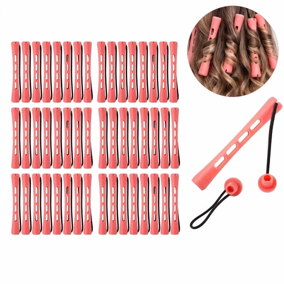 BlinkLLX 48 Pieces Plastic Pink Perm Rods Long Variety Hair Perm Rods Hair Curling Roller Accessories for Women Hairdressing Styling Tools