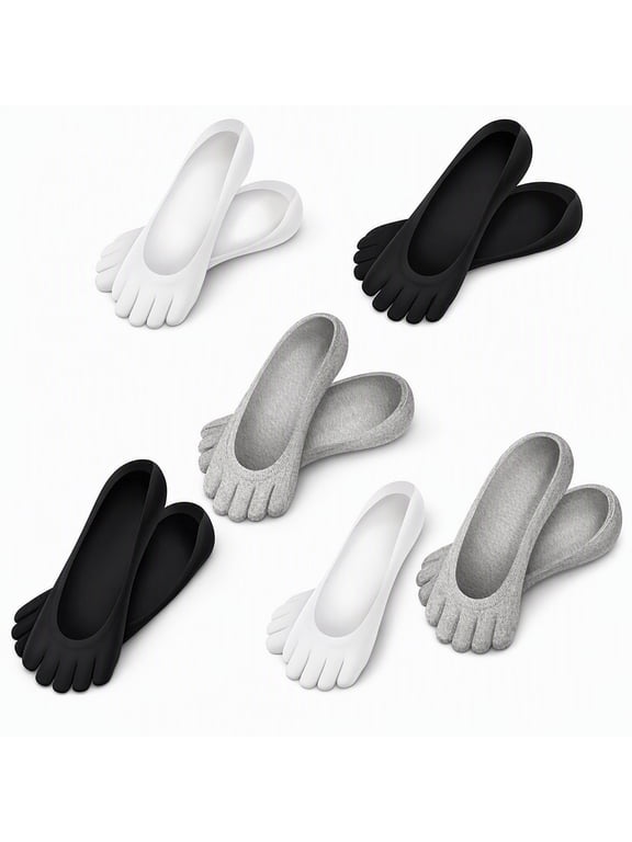 6 Pairs No Show Toe Socks Women Low Cut Toe Separator Socks Invisible Liner Boat Breathable Athletic Cotton Sock
