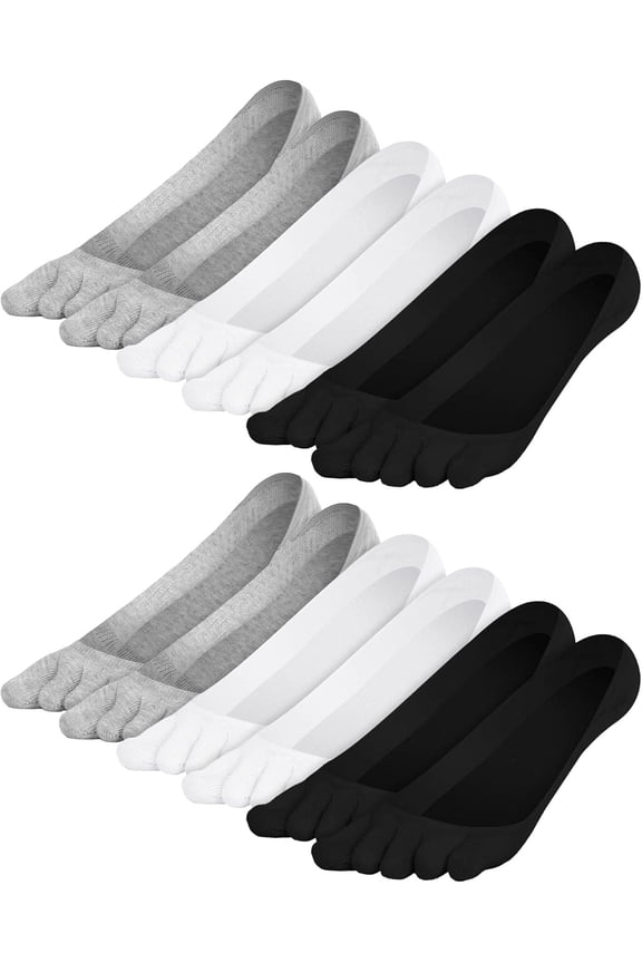 6 Pairs No Show Toe Socks Women Low Cut Toe Separator Socks Invisible Liner Boat Breathable Athletic Cotton Sock